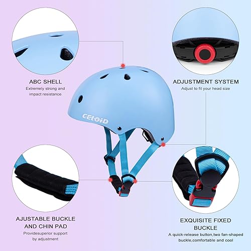 Miniatura 105 de Casco de bicicleta para niños, cascos de patineta para niños de 2 a 3 a 5 a 8 a 14 años, ajustable, multideporte, bicicleta, patinaje, fútbol, Negro