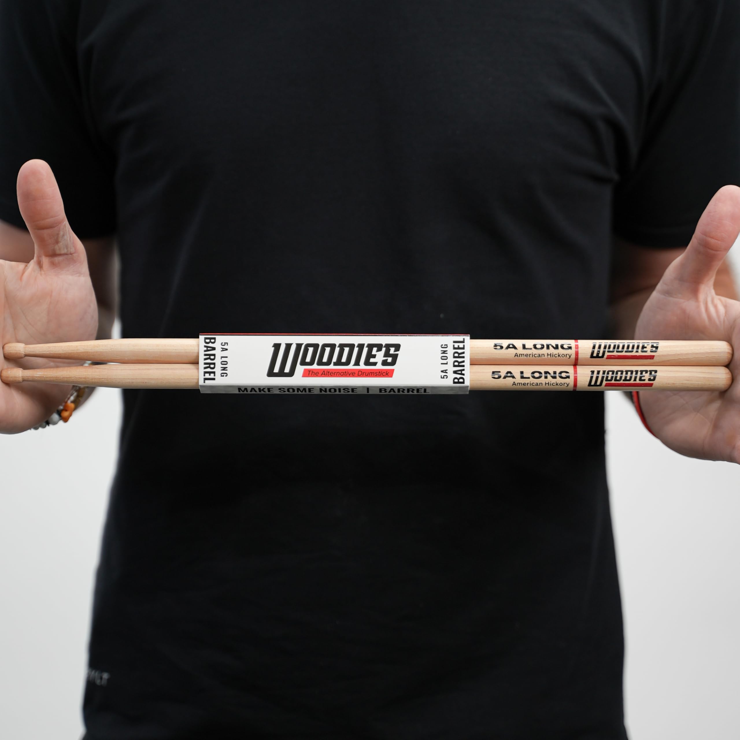 Woodies 5A lange Drumsticks Barrel Tip - American Hickory Wood Drum Sticks für Drummers, Gewicht abgestimmt, Roll Tested, Langlebig - 3 Pack Bundle