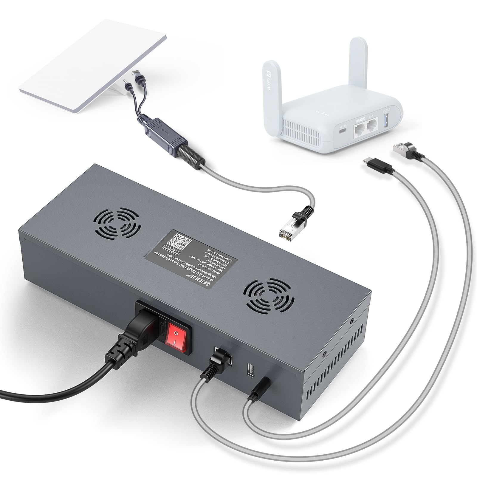 XLTTYWL Kit adaptador CA Starlink Mini 12 V, 180 W GigE passivo e