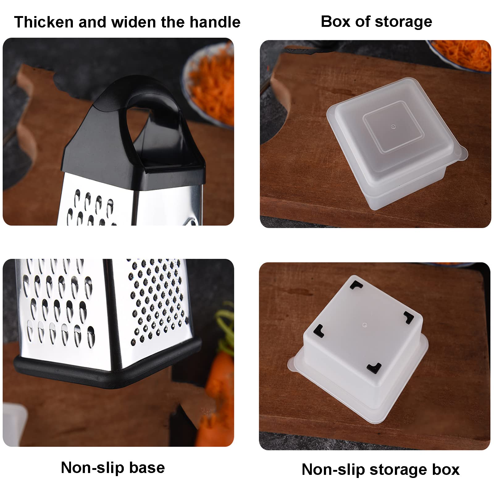 Grattugia per Formaggio, grattugia in Acciaio Inox, grattugie per spezie a 4 Lati con Manico, affetta, sminuzza, grattugia Verdure, Zenzero, Patate, grattugia Portatile per Alimenti, gratt