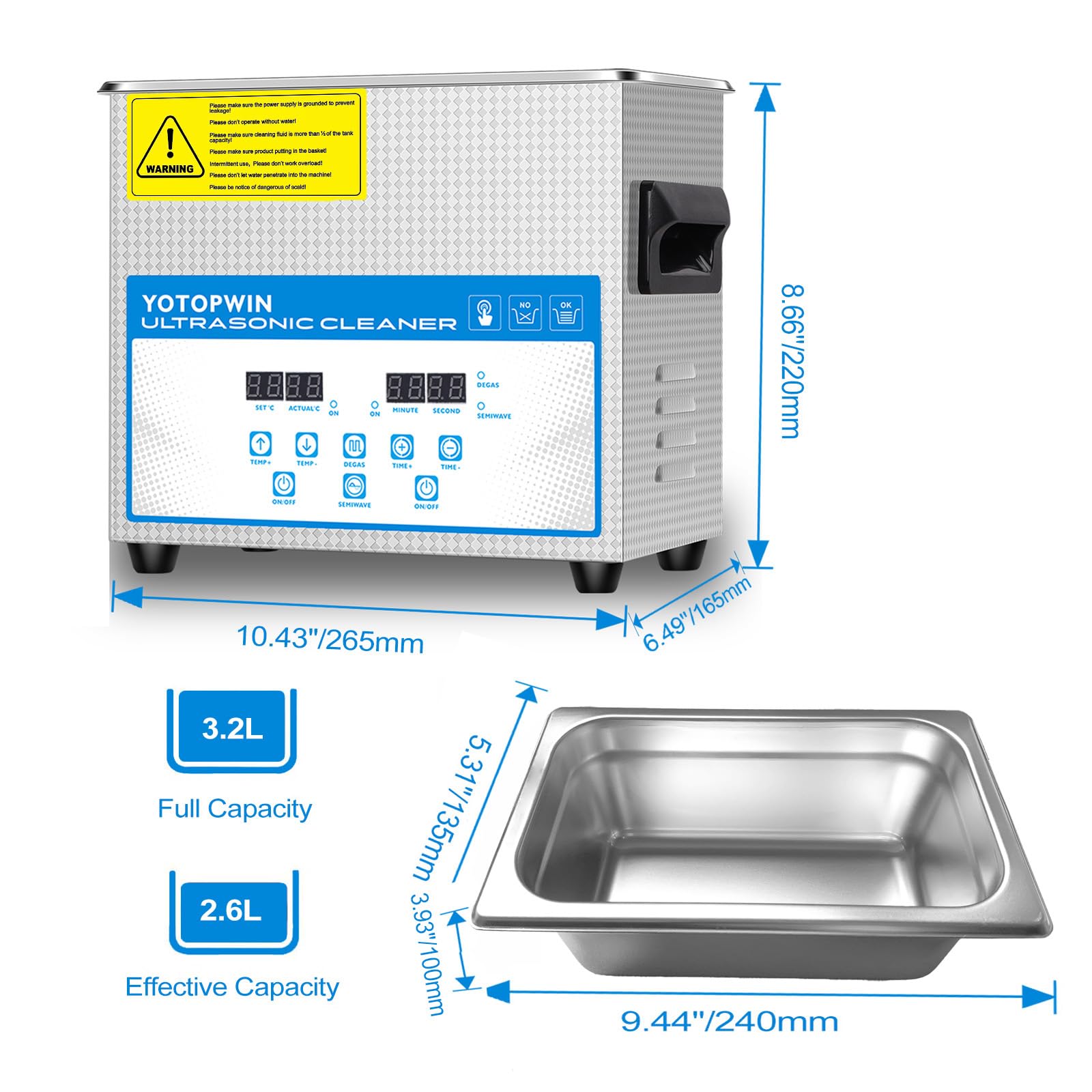 Ultra Sonic - Máquina de limpieza de joyas con temporizador digital y calefacción ultrasónica, calefacción de laboratorio, limpiador ultrasónico para herramientas de reparación