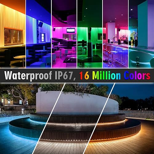 Miniatura 7 de Tira de luces LED RGB CCT para exteriores, impermeable, IP67, cambio de color, 24 V, 270 LEDsm, tira LED RGBWW súper brillante de 16.4 pies (DC24V