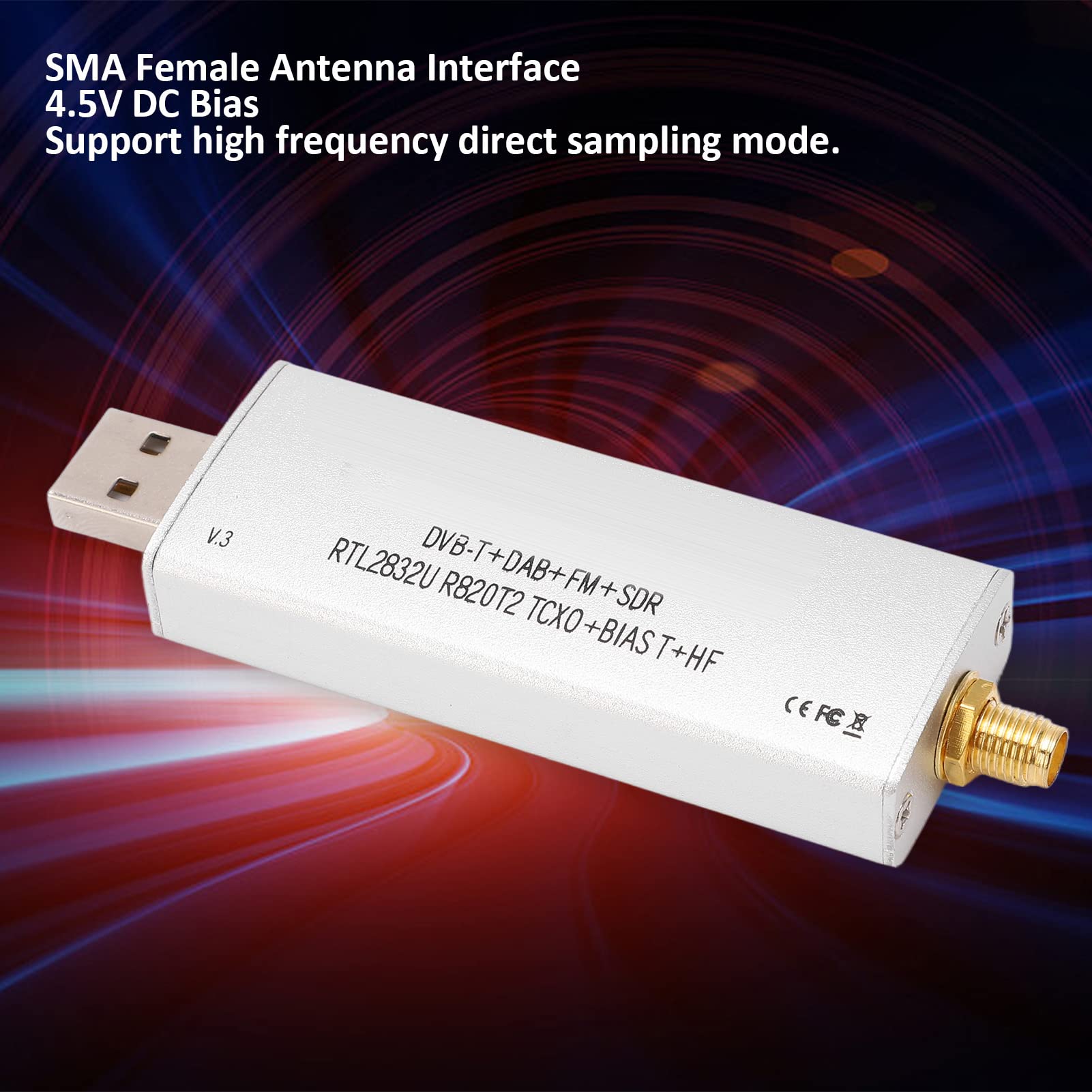 Ricevitore Audio RTL SDR R820T2 RTL2832U 1PPM TCXO SMA 500KHz‑1766MHz per la Ricezione del Segnale Ricevitore Audio RTL