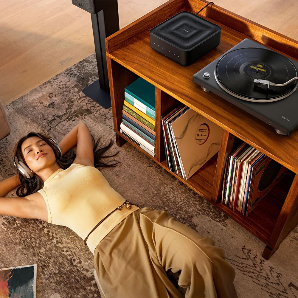 Denon Platine tournante Bluetooth Hi-FI DP-500BT (Noir), préampli Phono commutable intégré, contrôle Semi-Automatique, Cartouche MM, Tourne-Disque Vinyle à entraînement par Courroie 33⅓, 45 et 78 TR