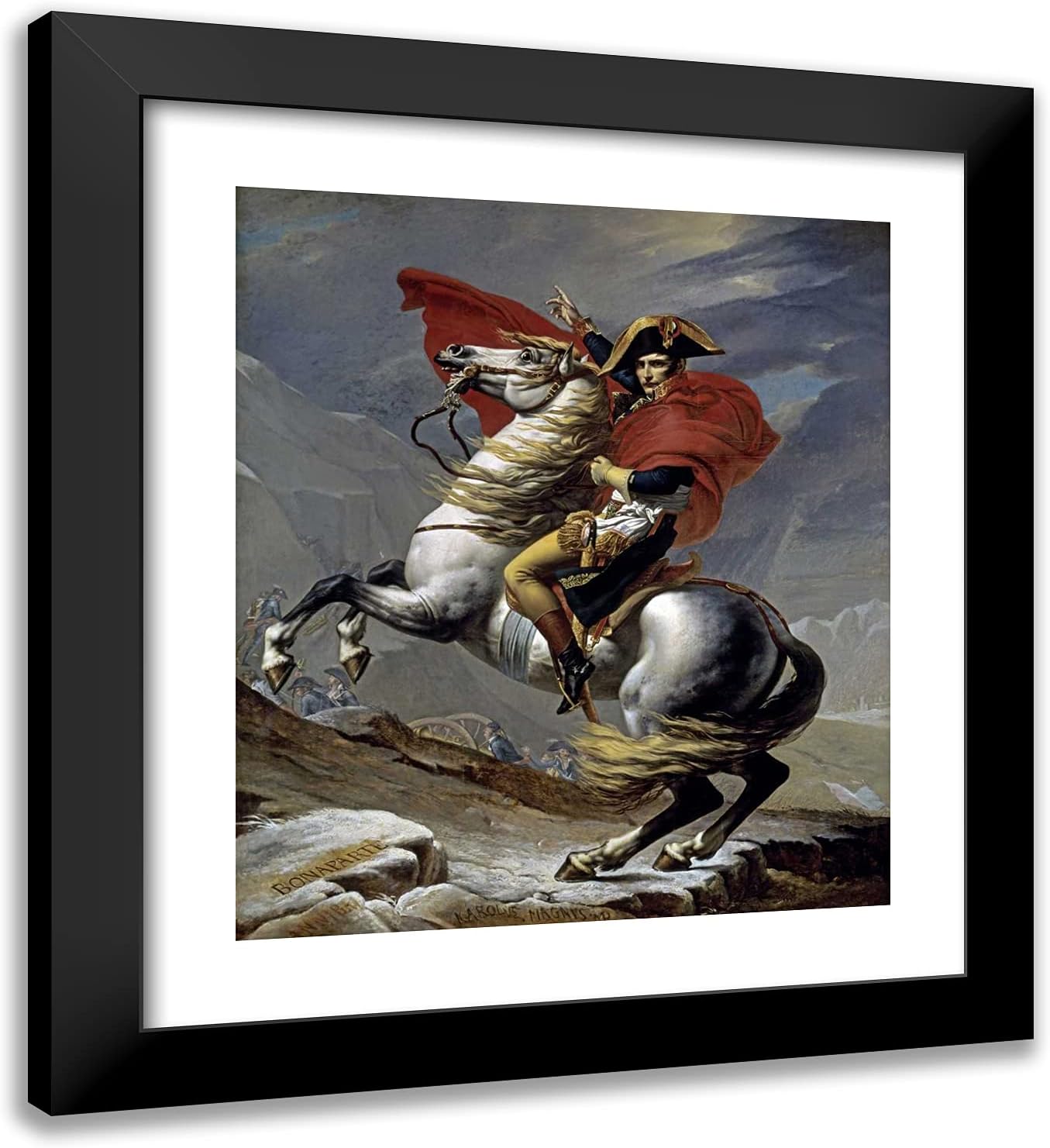 ArtDirect David, Jacques-Louis 20x22 Gold Ornate Framed Art Print with Double Matting Titled: First Consul Crossing the Alps