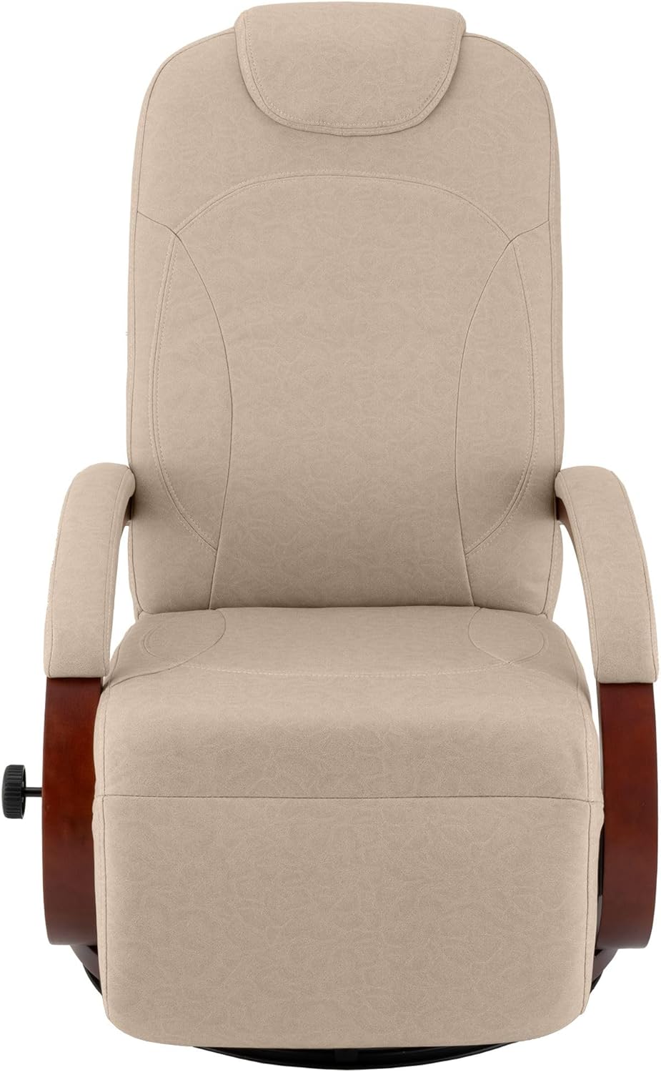 Camper Comfort 25'' RV Euro Chair Recliner with Footrest, Manual Recline, 360° Swivel, Wood Base (1, Cappuccino)