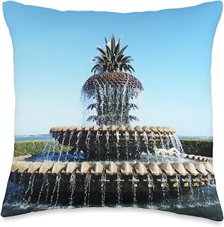 Charleston South Carolina Palmetto State Pineapple Fountain Throw Pillow