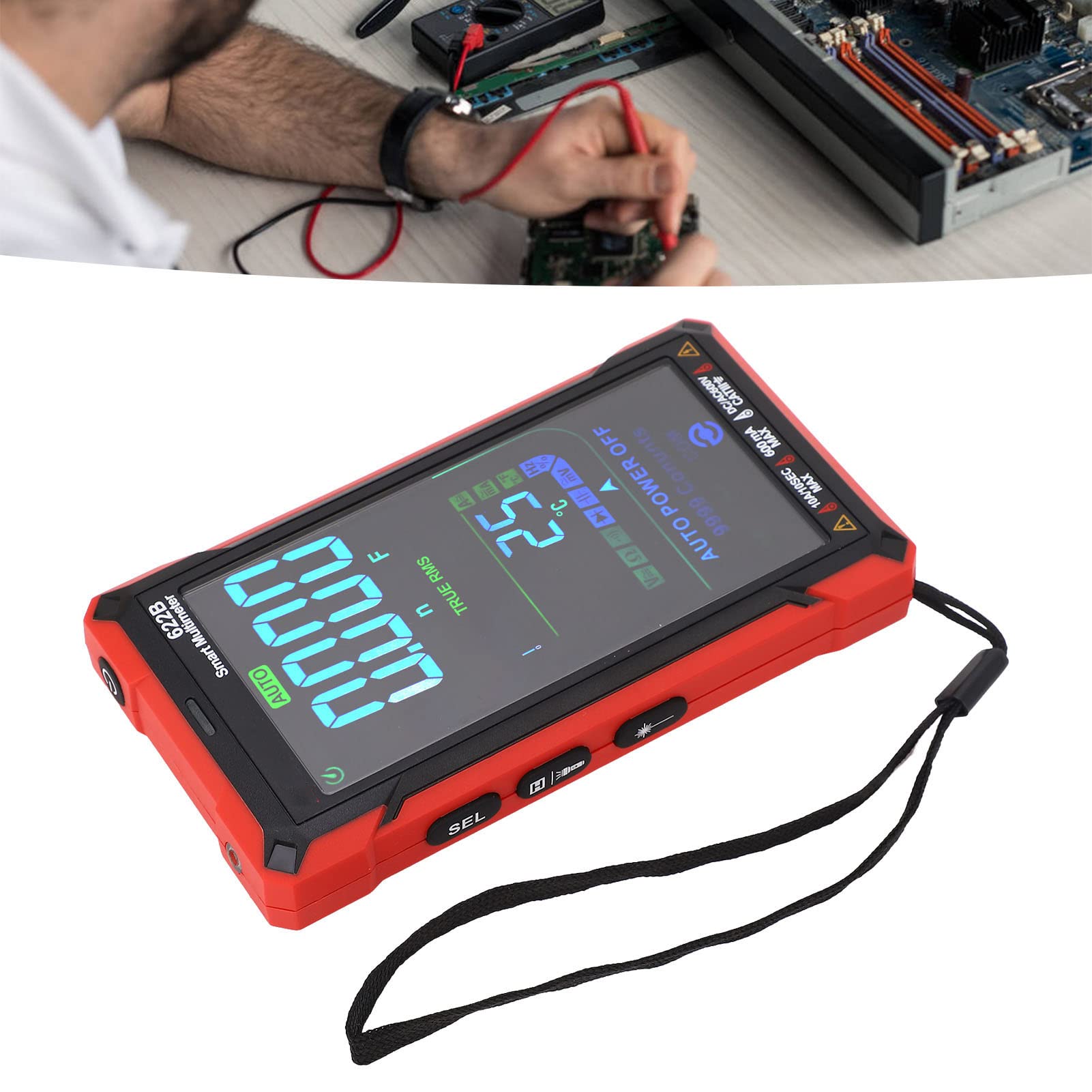 Multimetro Digitale, Smart Touch Schermo Grande, Ricaricabile, Tester Completamente Automatico Non Bruciante Ad Alta Precisione con Torce Luminose per Elettricisti, a Infrarossi