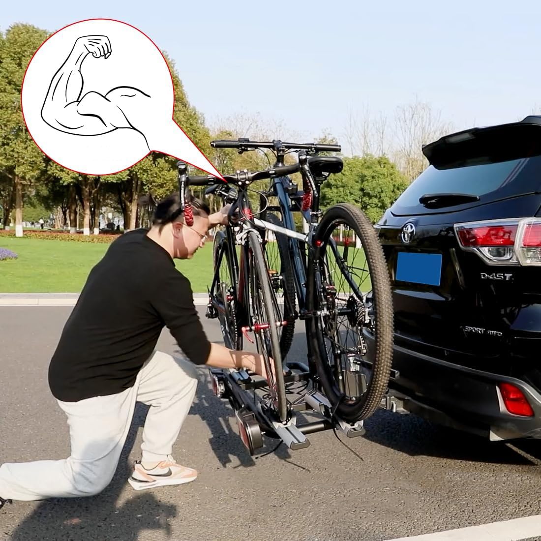 Portabicicletas para Coche con Capacidad de Carga de 60 kg, Sistema de Cierre de Seguridad, iluminación integrada y Soporte para matrícula