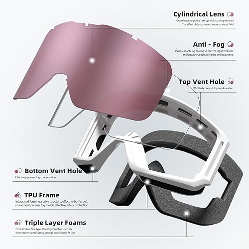 Miniatura 4 de Gafas de esquí y snowboard para hombres, mujeres y jóvenes, OTG 100% protección UV