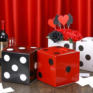 Sinmoe 6 Pcs Casino Dice Favor Boxes Bulk 7 x 7 x 7 Inch Casino Themed Party Supplies Night Las Vegas Party Decoration Three Dimensional Dice Decor for New Year Centerpieces Game(Multicolored)