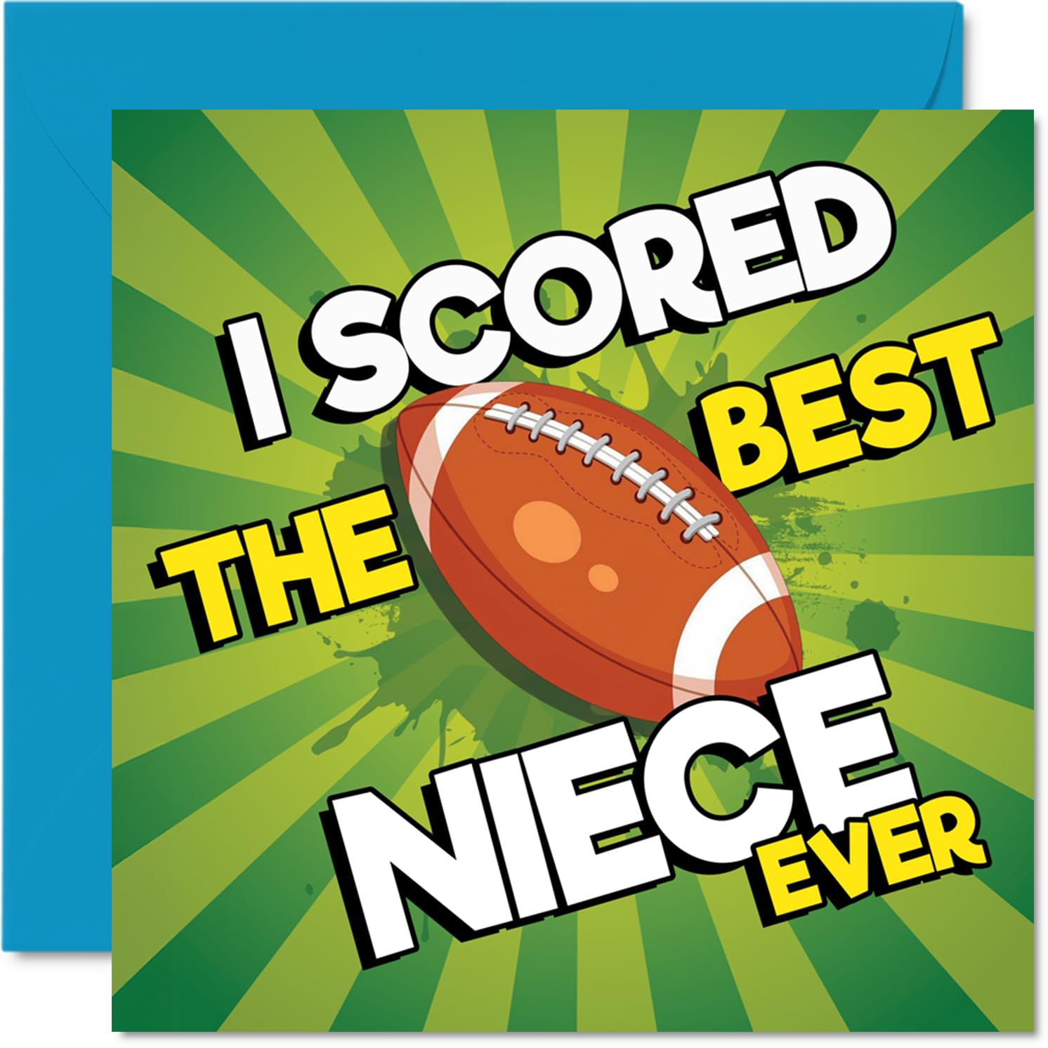 Playful Birthday Card for Niece - Scored a Winner with the Best Niece - Vibrant Football Design with Lively Colours - 145mm Square, Envelope Included