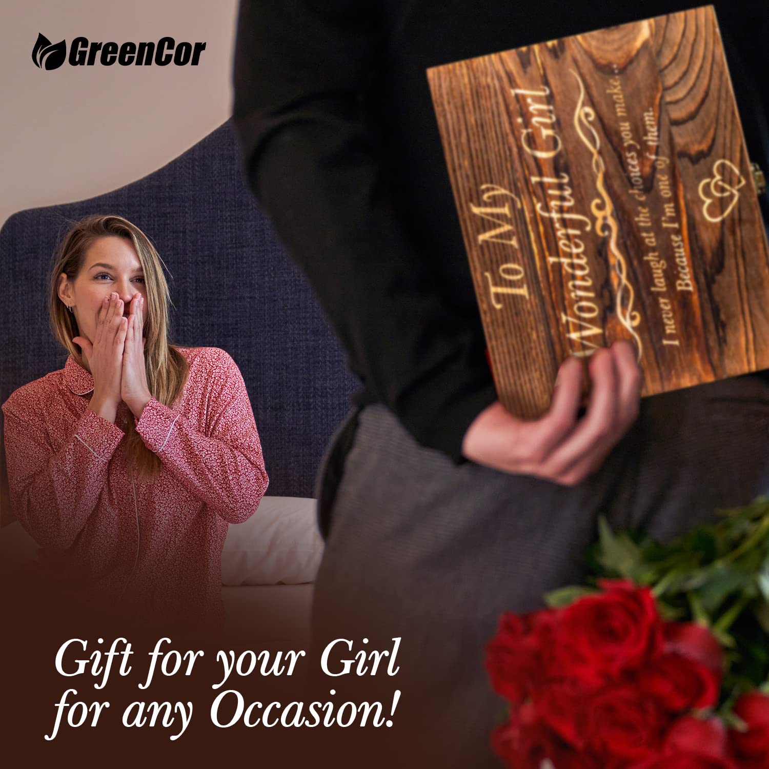 Aniversario para ella, cumpleaños para novia, esposa, juego de vasos de vino grabados "To My Wonderful Girl", regalos de cumpleaños para ella, aniversario de boda, juego romántico para el día de San