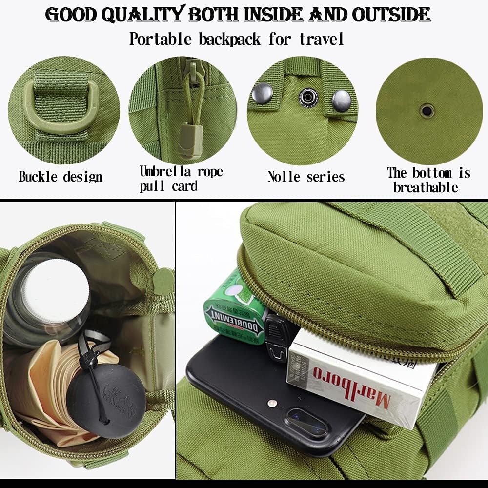 PXIRANZR Outdoor Tactical Molle Water Bottle Bag, Multi-Function Water Bottle Bag, Waist Large-Capacity Water Bottle Bag, Detachable Adjustable Shoulder Strap, D-Shaped Hanging Buckle (Black) : Sports & Outdoors
