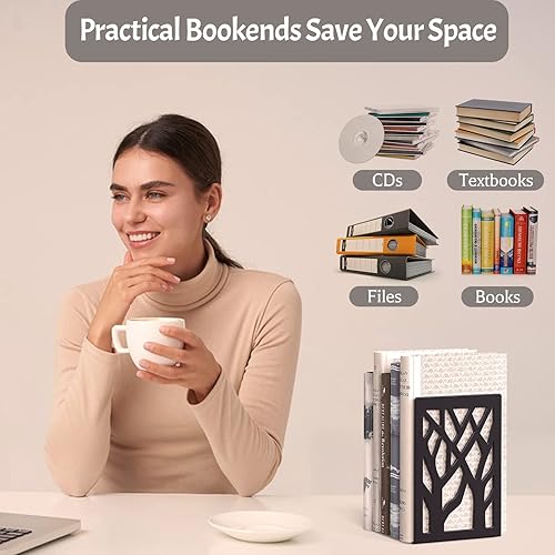Miniatura 2 de Sujetalibros de metal, extremos de libros pesados para estantes, estante para libros, decoración del hogar, soportes negros