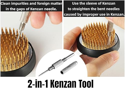 Miniatura 2 de Juego de herramientas japonesas Ikebana Floral Kenzan aguja enderezar herramienta de ranas de flores limpiador cepillo de limpieza herramienta