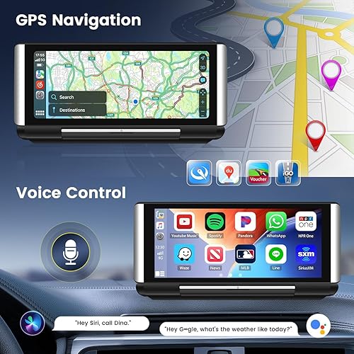 Miniatura 5 de Portable Wireless Carplay & Android Auto & Airplay Car Radio, 6.86" Foldable Dash Mount Car Screen Car Stereo, Carplay Screen for Car with Bluetooth