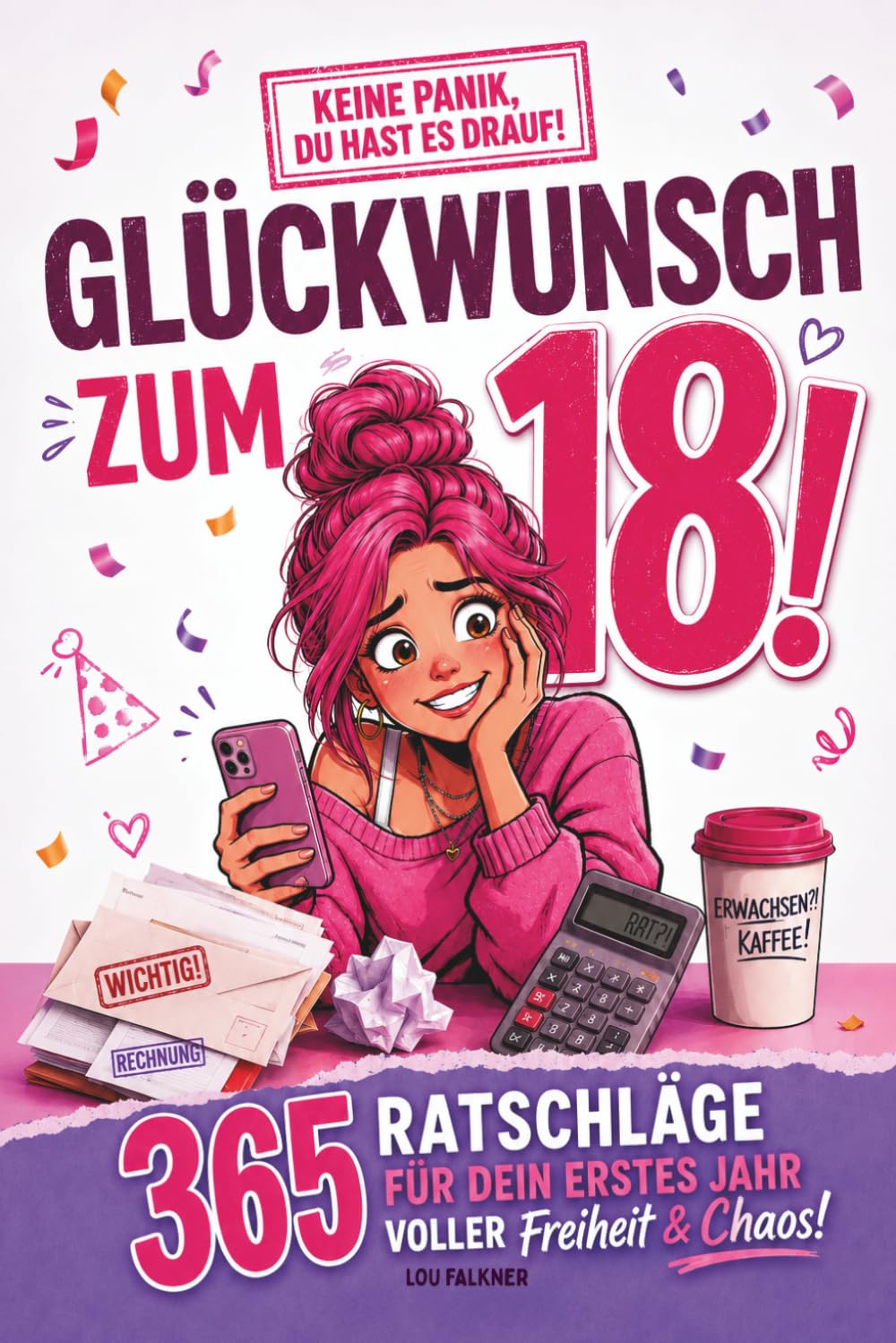 Glückwunsch zum 18.! – Keine Panik, du hast es drauf!: 365 Ratschläge für dein erstes Jahr voller Freiheit & Chaos – humorvoller Ratgeber mit handfesten Tipps. Geschenk zum 18. Geburtstag für Mädchen