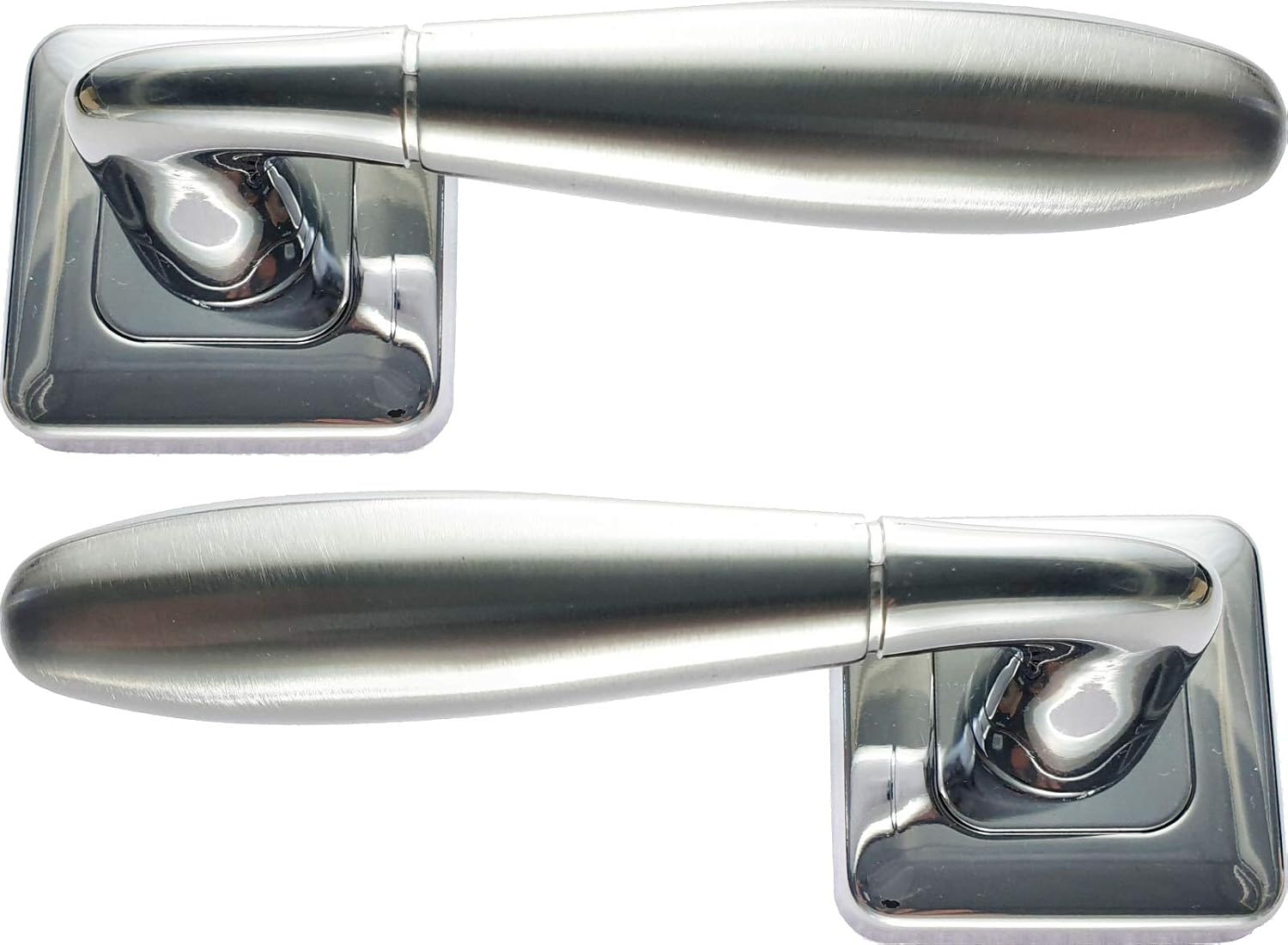 Architectural Hardware Howdens Bertelli Capri Door Handles on Square Rose Polisied & Satin