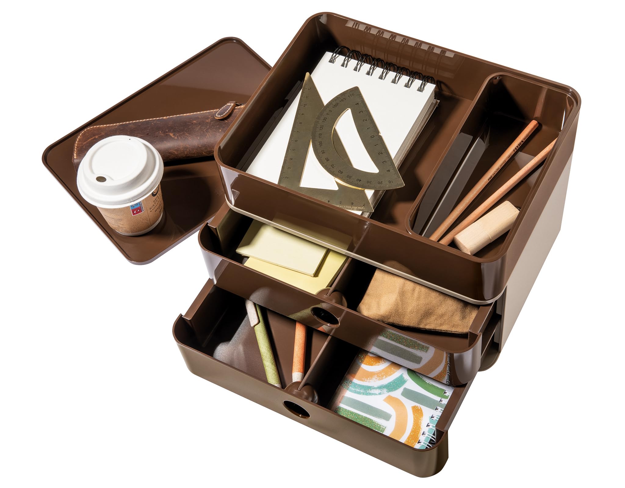 HAN Allison SMART-BOX 1120-42 Boîte à tiroirs avec 2 tiroirs et cloison de séparation, gestion des câbles, empilable, boîte à ustensiles pour bureau, cuisine, pieds en caoutchouc protégeant les