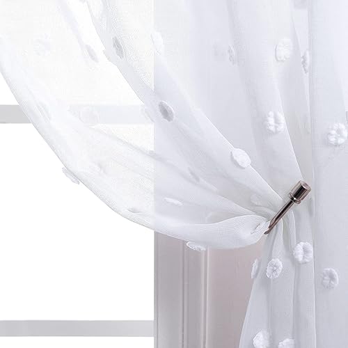 Miniatura 4 de KOUFALL Pom Pom Cortinas transparentes de puntos