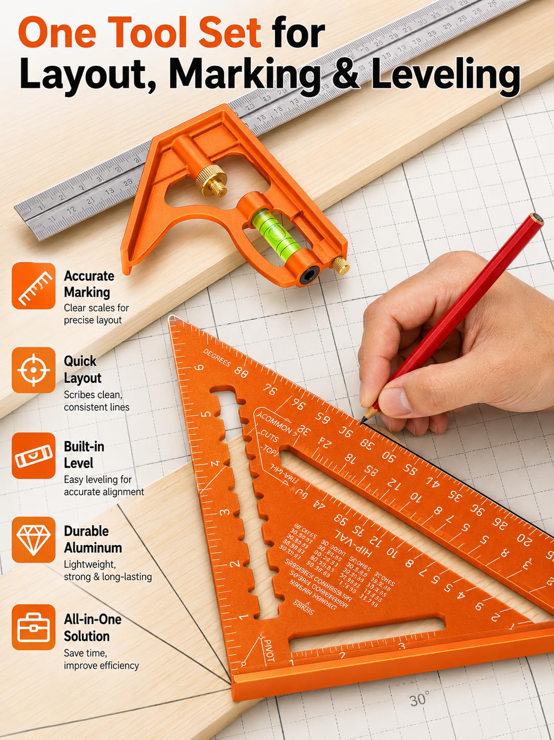 Matework Combination Squares - 7" & 12" -7 Matework Combination Squares - 7" & 12" -7
