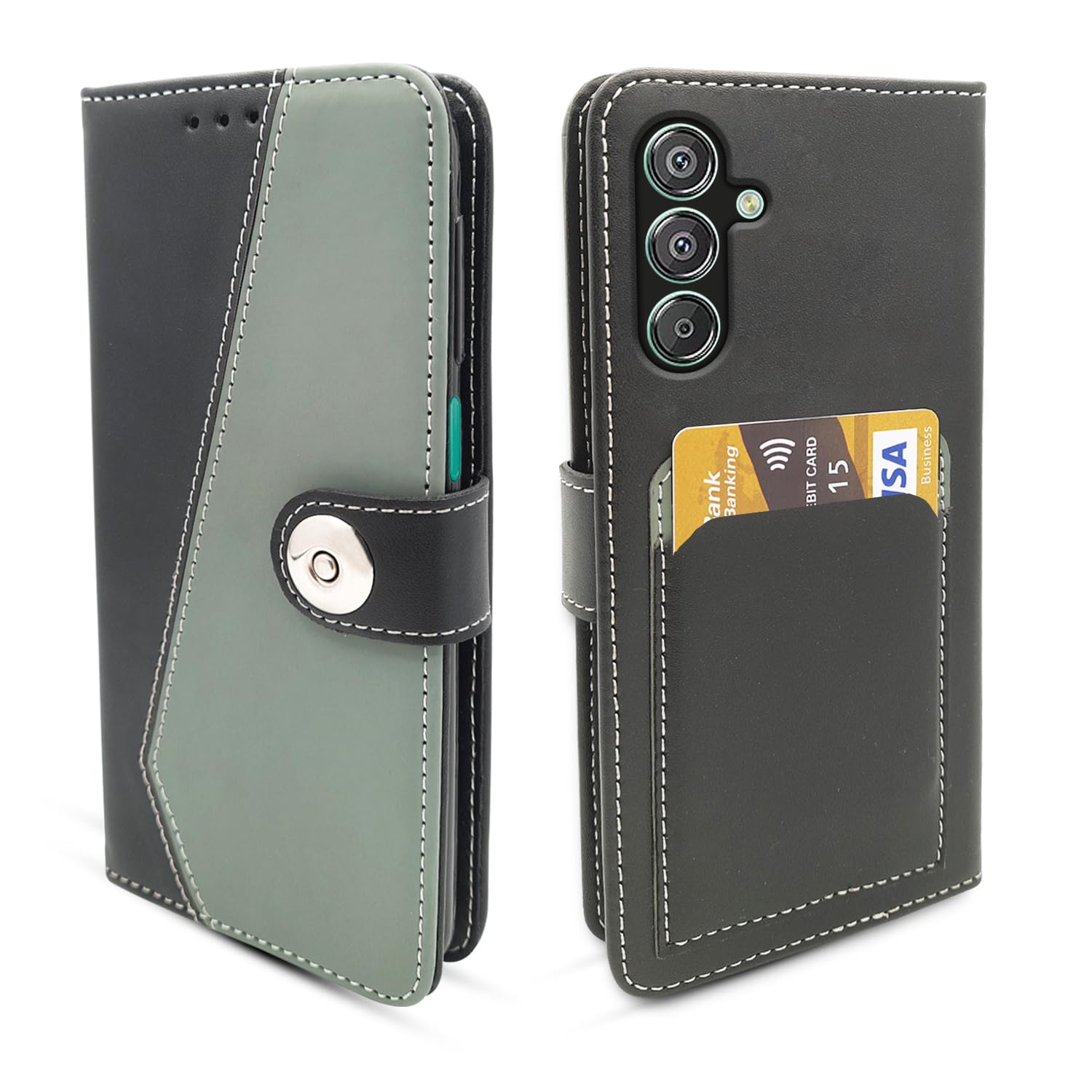 Pikkme Flip Cover | Genuine PU Leather Finish | Full 360 Protection | Wallet Style | Inbuilt Pockets & Stand | Strong Magnetic Flip Case for Samsung Galaxy F15 5G / M15 5G / M15 Prime 5G (Grey) (B0CY9BP754) Amazon Price History, Amazon Price Tracker