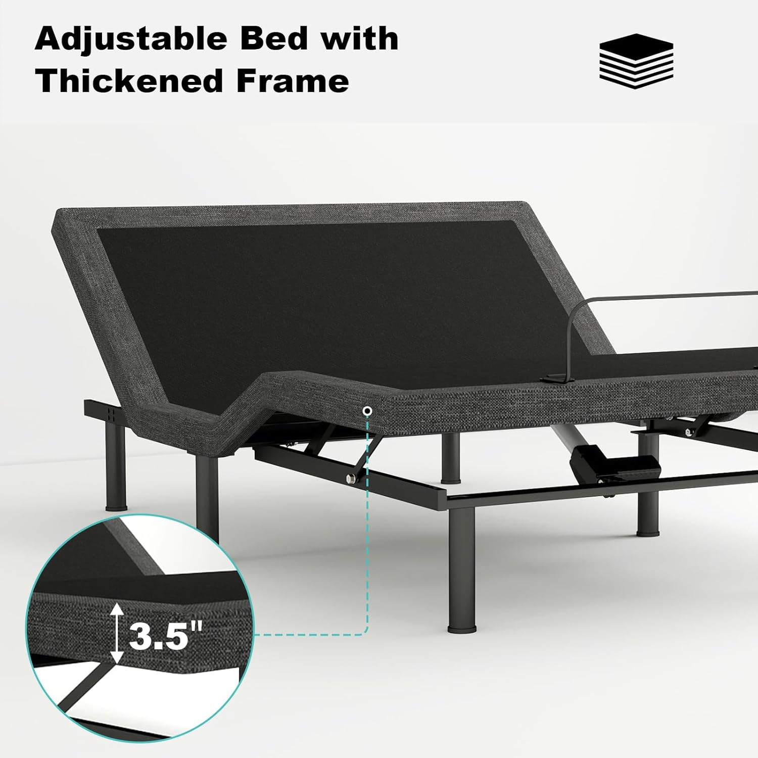 Vipbear Queen Adjustable Bed Frame, Adjustable Beds with Updated Thickened Frame,Wireless Remote, Separate Head/Foot Lift, Zero Gravity,Anti-Snore,Child Lock, Electric Bed Bases with Sturdy Metal
