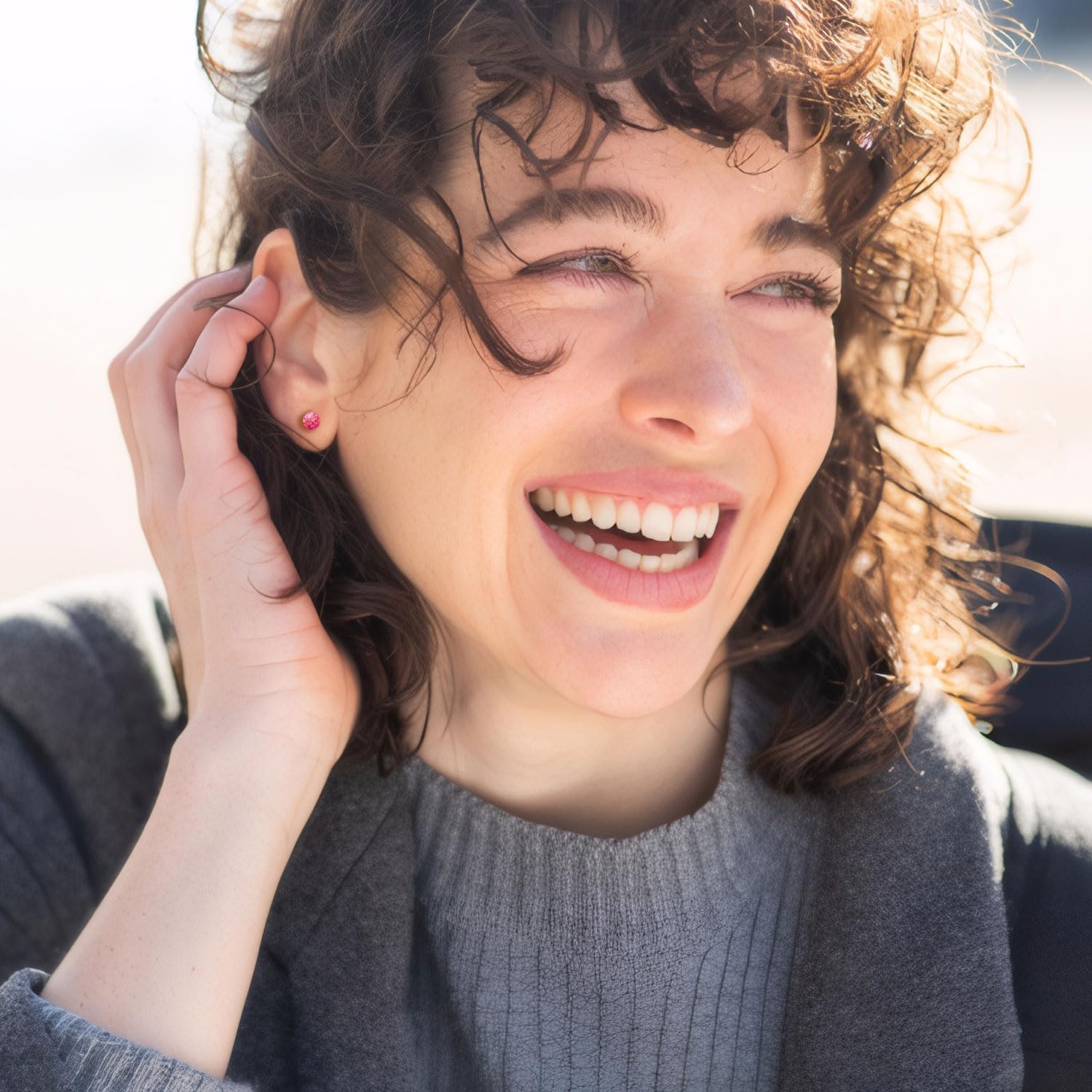 XUU Titanium Opal Stud Earrings,Hypoallergenic 20G Earrings for Sensitive Ears, Multi-Color Options Available,4mm/5mm Stud Jewelry,1 Pair - Image 6