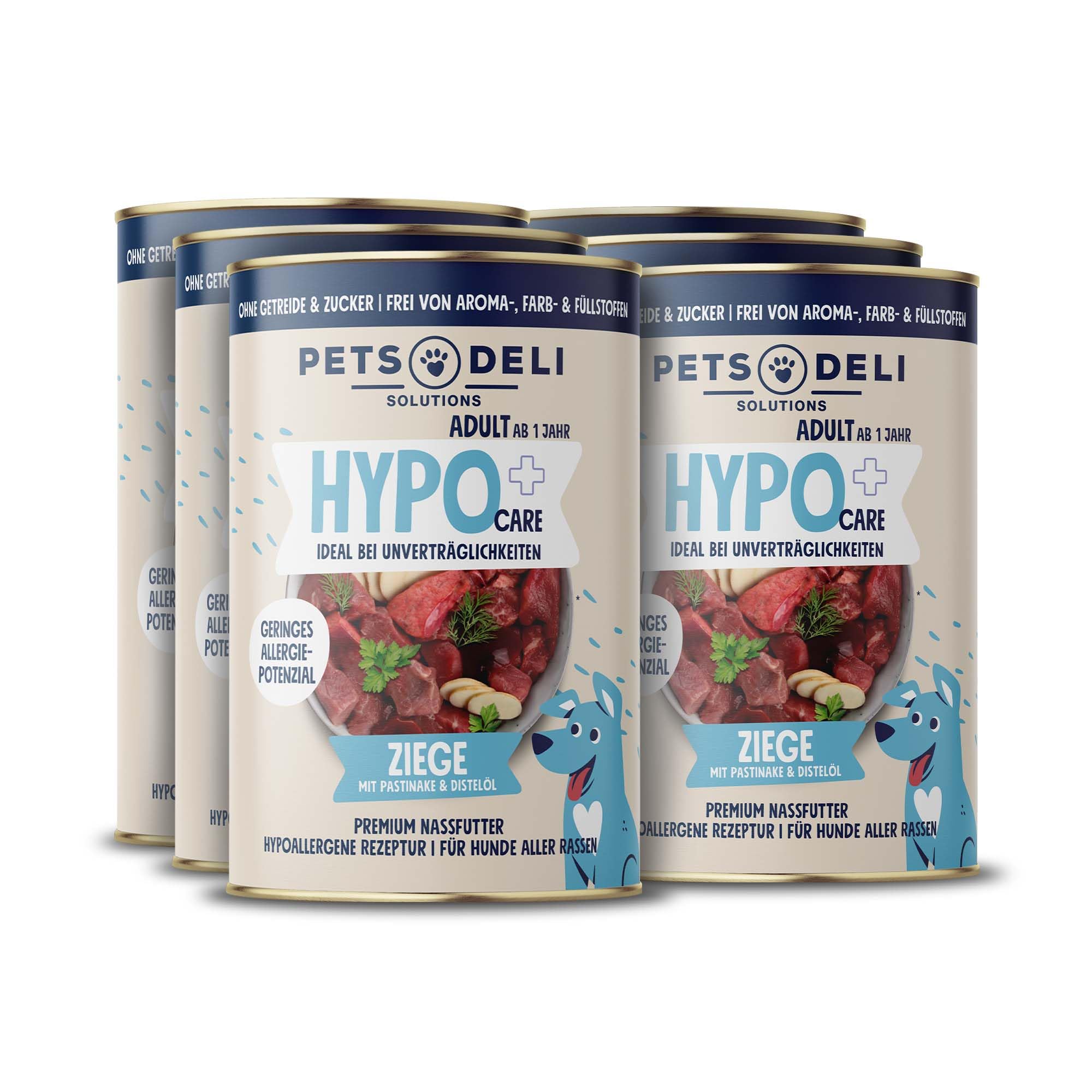 Pets Deli Sensitiv Nassfutter für Hunde mit Ziege, 6x800g