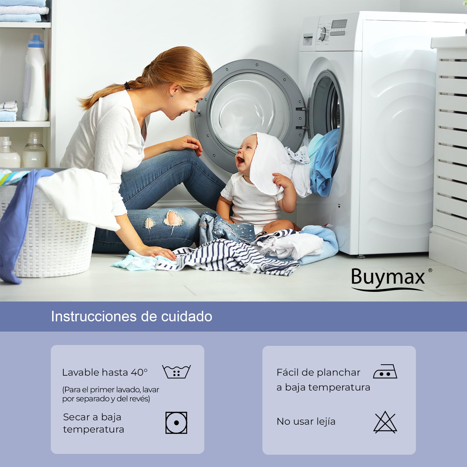 Buymax® Ropa de cama de 200 x 200 cm, 100% algodón, 3 piezas, juego de ropa de cama de 200 x 200 cm con 2 fundas de almohada de 80 x 80 cm, certificado Öko-Tex Renforcé, juego de ropa de cama con