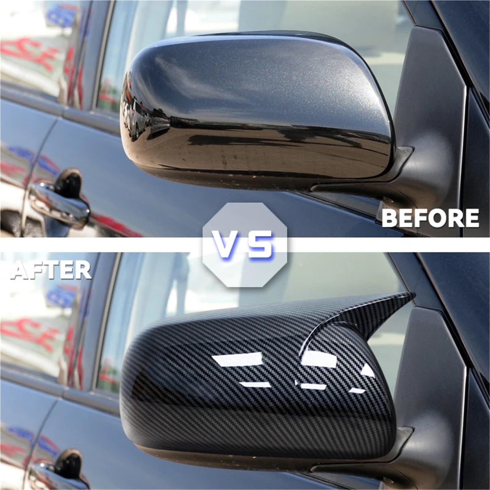 zamiennik do lusterka bocznego Zamienne osłony lusterek bocznych pasujące do Toyoty, Corolli 2007-2013, Vios, Yaris Sedan P90 2008-2013.(Gloss Black)
