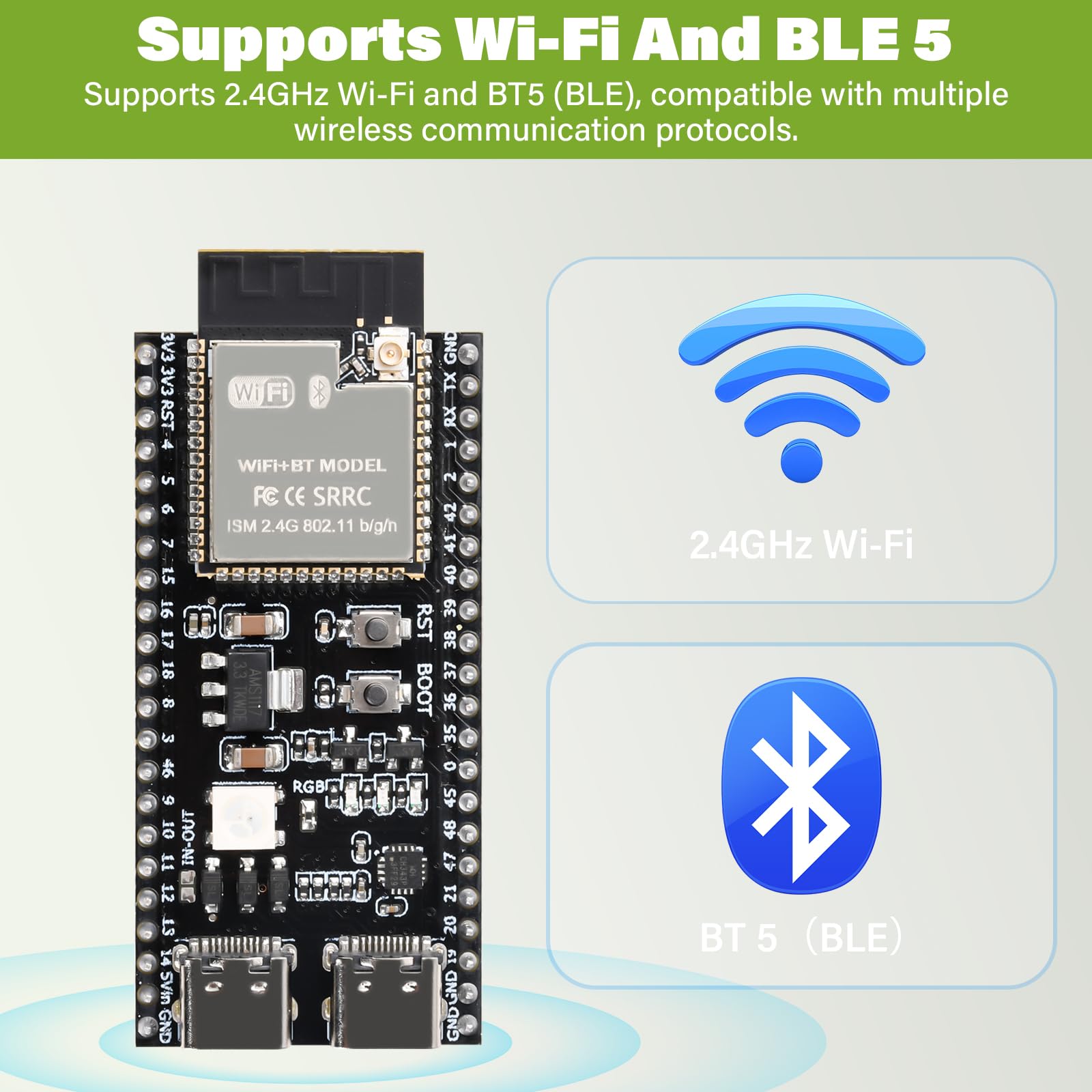 diymore 3 szt. do ESP32-S3 DevKitC-1 N16R8 moduł, do ESP32 S3 1-N16R8 deska rozwojowa z WiFi, Bluetooth 5.0, antena USB C