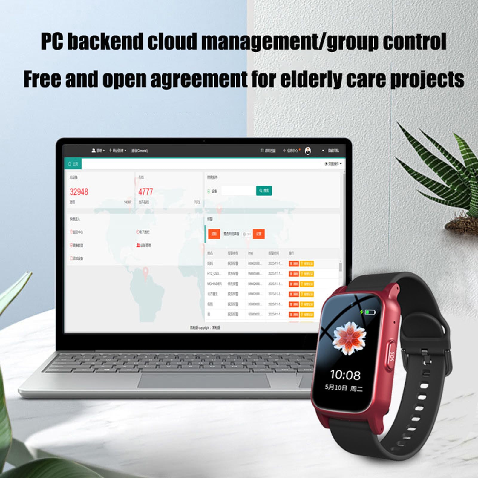Bracciale SOS Salvavita Anziani, Braccialetto Localizzatore GPS Salvavita, Orologio Smartwatch per Anziani, Chiamata di Emergenza SOS, Pulsante Allarme Anziani,Black