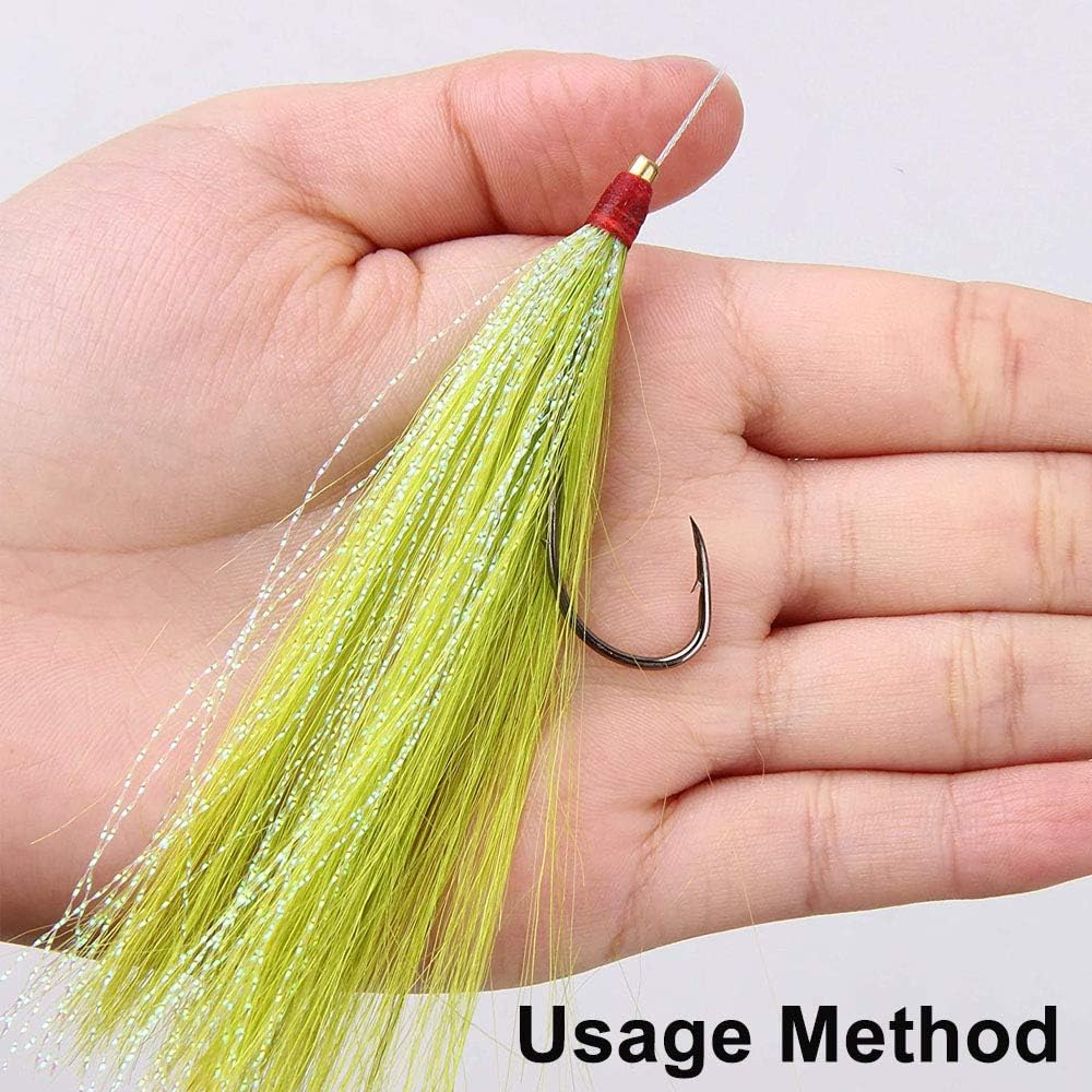 Bucktail Teasers Saltwater Fishing Lures, 6pcs Buck Tail Slide Teasers Kit for Fluke Fishing Rig Flash Hair Skirt with Copper Tube Green Pink Beige : Sports & Outdoors