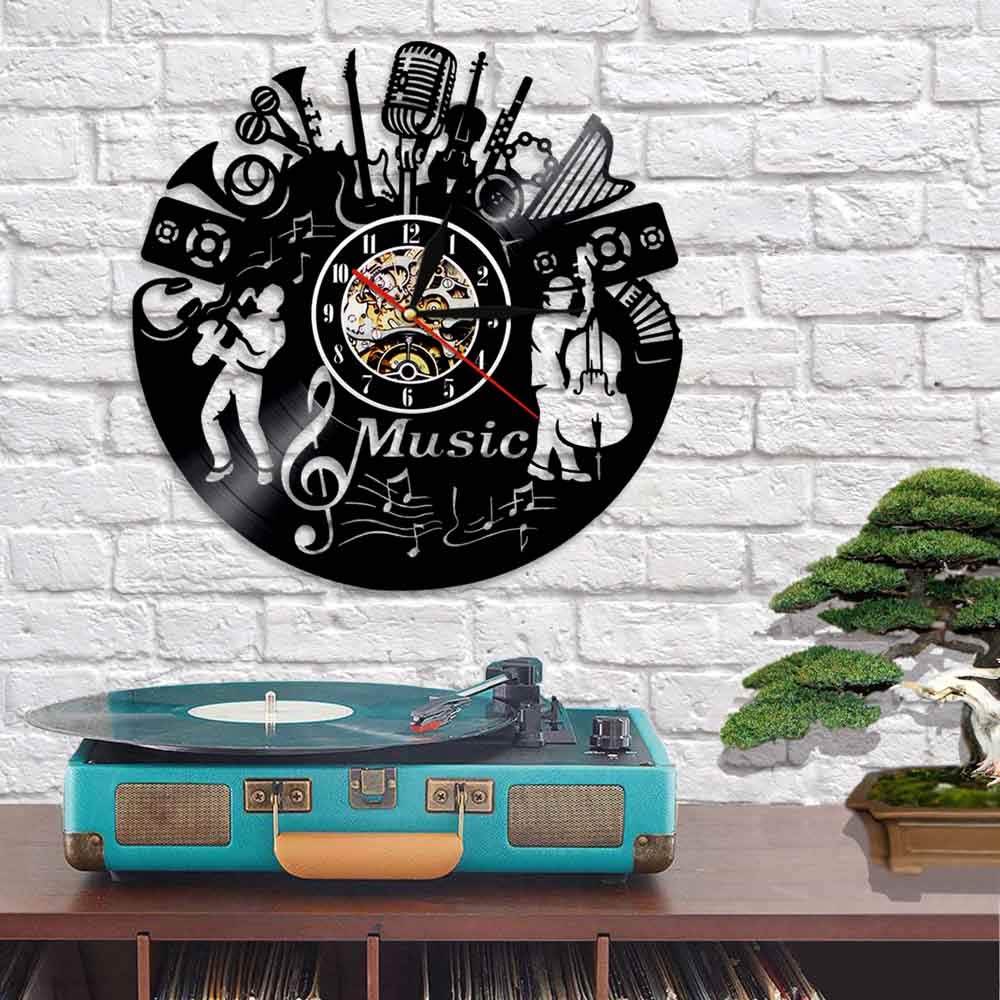 30cm Strumento musicale Orologio da parete Musica Disco in vinile Orologio da parete 3D Orologio Musica Decorazione artistica da parete Regalo fatto a mano per gli amanti della musica Regali per la