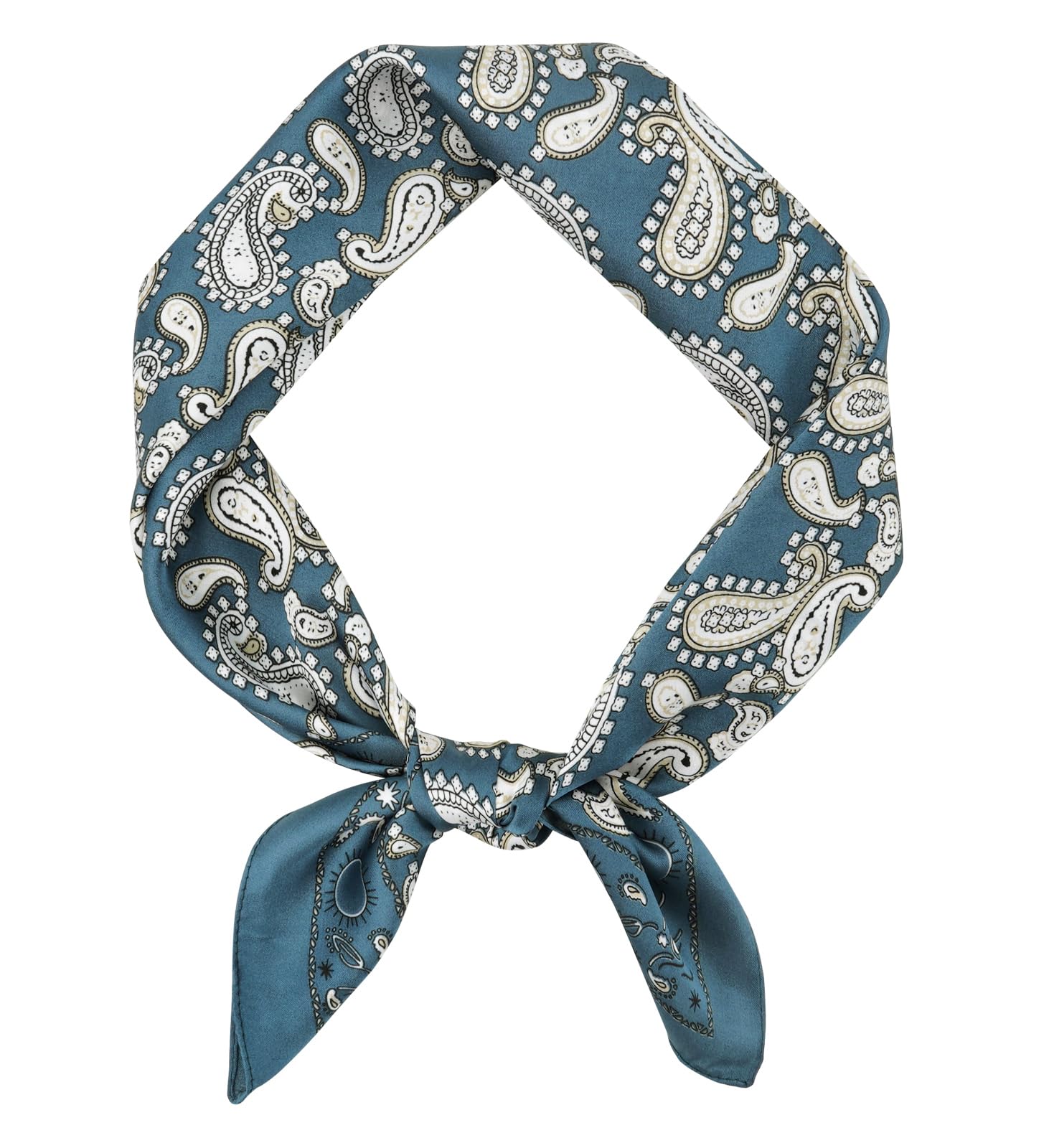 GERINLY Vintage Silk Feel Square Scarf for Men Satin Bandana Tiny Pattern Print Neckerchief Geometry Head Scarf Fashion