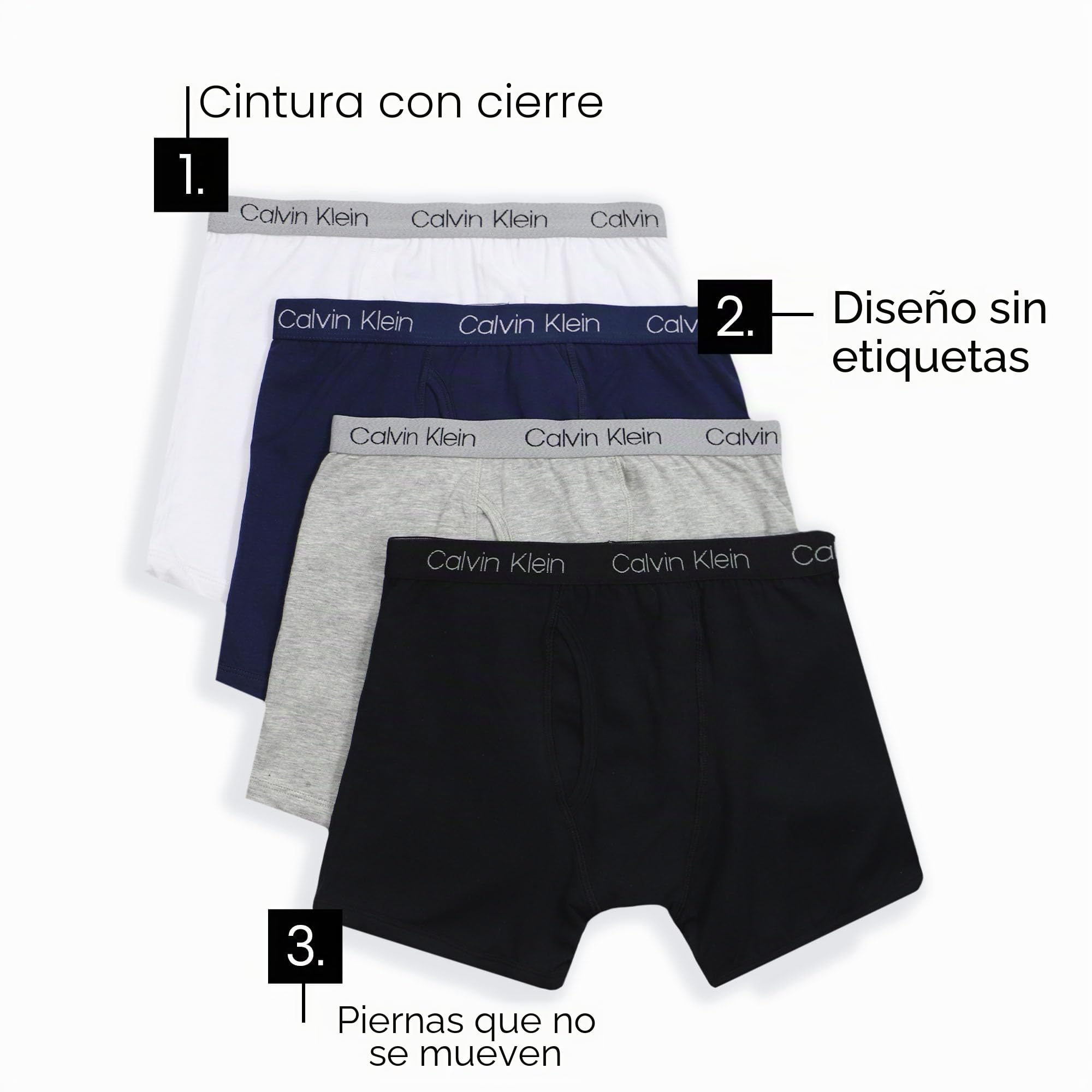 Calvin Klein Boys Underwear 4 Pack Boxer Briefs - Basics Value Pack Slip Niños (Pack de 4)