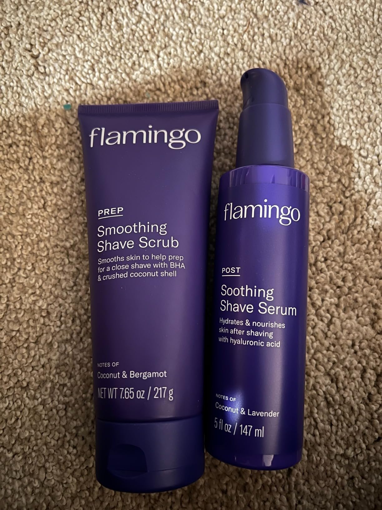 Flamingo Shaving Prep and Post Care Set for Women - Smoothing Shave Prep Scrub and Soothing Post Shaving Serum - Glow Shave Collection