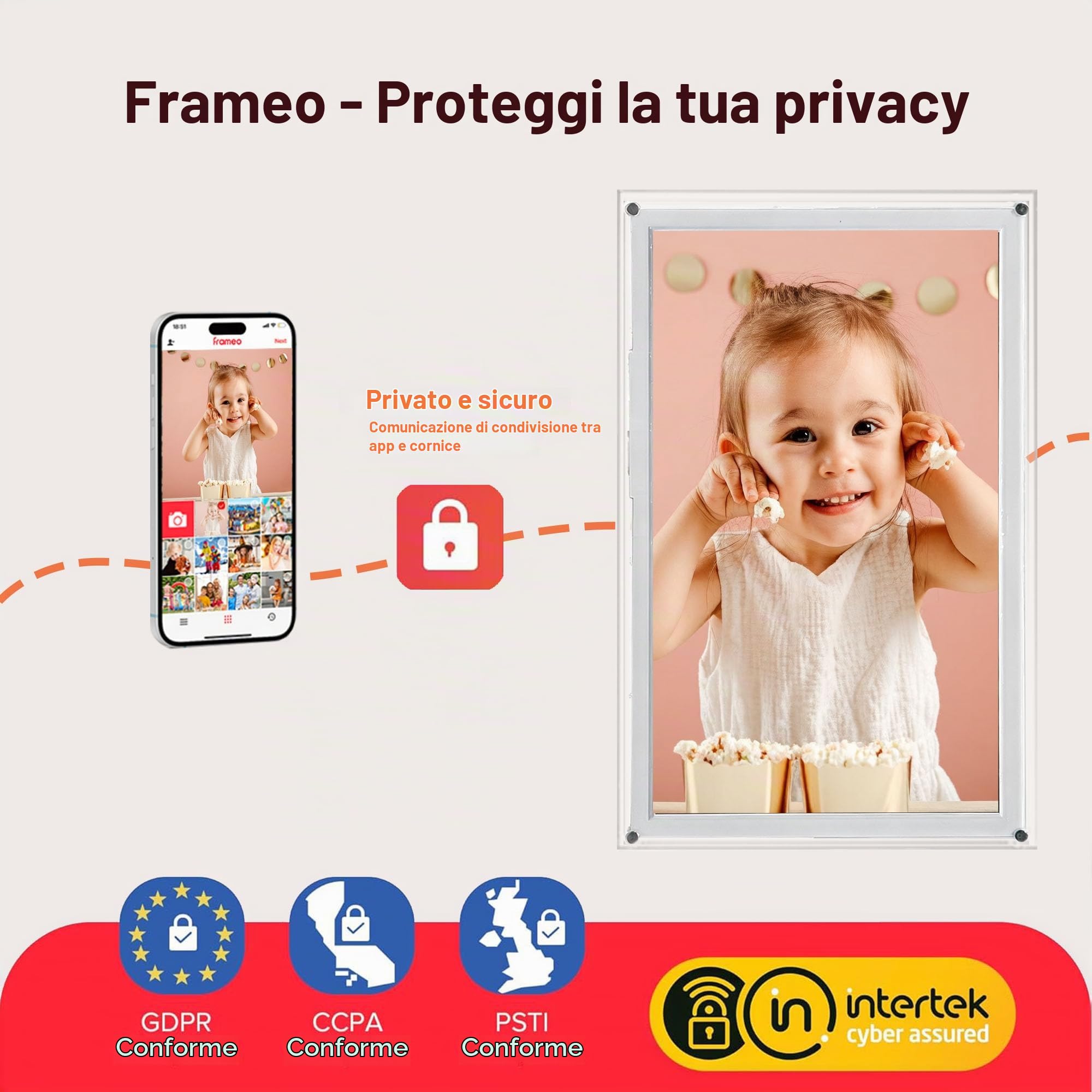 Frameo 10,1 pollici Slim Acrilico Wifi Cornice Digitale 32 GB Cornice Foto Digitale 1280 * 800 HD IPS Touch Screen Condivisione istantanea di foto/video tramite l'app Frameo da qualsiasi luogo