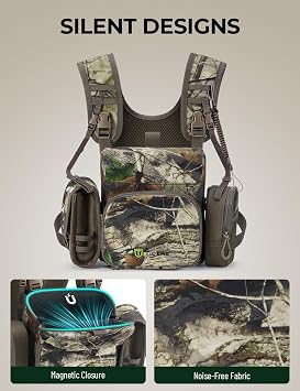 TIDEWE Binocular Harness Chest Pack with MOLLE & Silent Closure,Camo