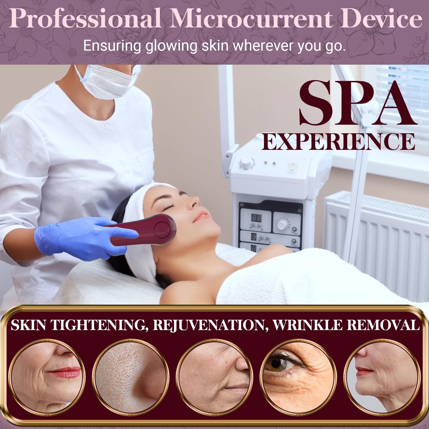 Dispositivo de Micro-Corriente Fotónica Inteligente - UUPAS Dispositivo de Terapia de luz LED Rojo Azul para la Cara - Máquina Facial de Radiofrecuencia y Microcorriente EMS - Tensor de Piel, Lifting