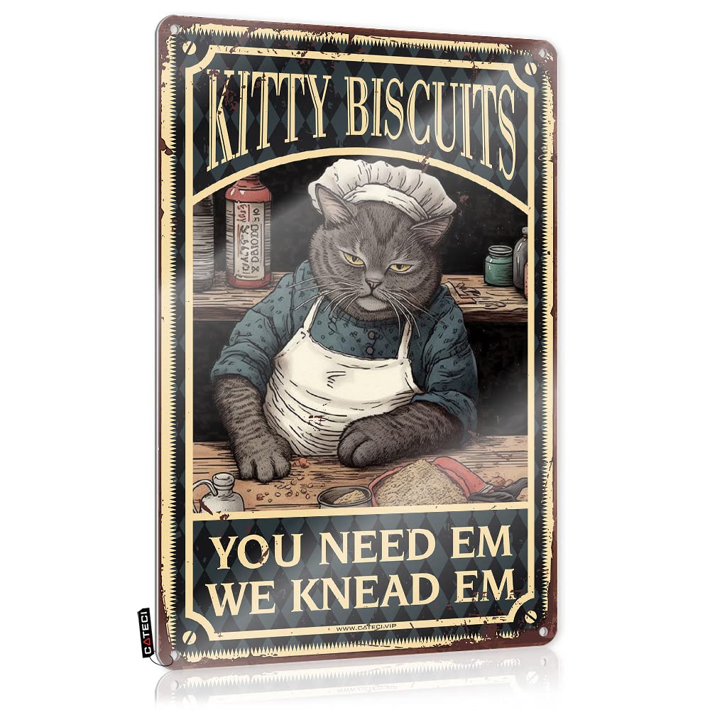 MWFKKADDB Cool Signs For Bedroom Kitty Biscuits We Knead Em You Need Tin Sign Metal Art Wall Decorcute Decorapartment Decor Aestheticmens Bathroom Funny Garage Bar Signs Funny Door Signs(20X30CM)