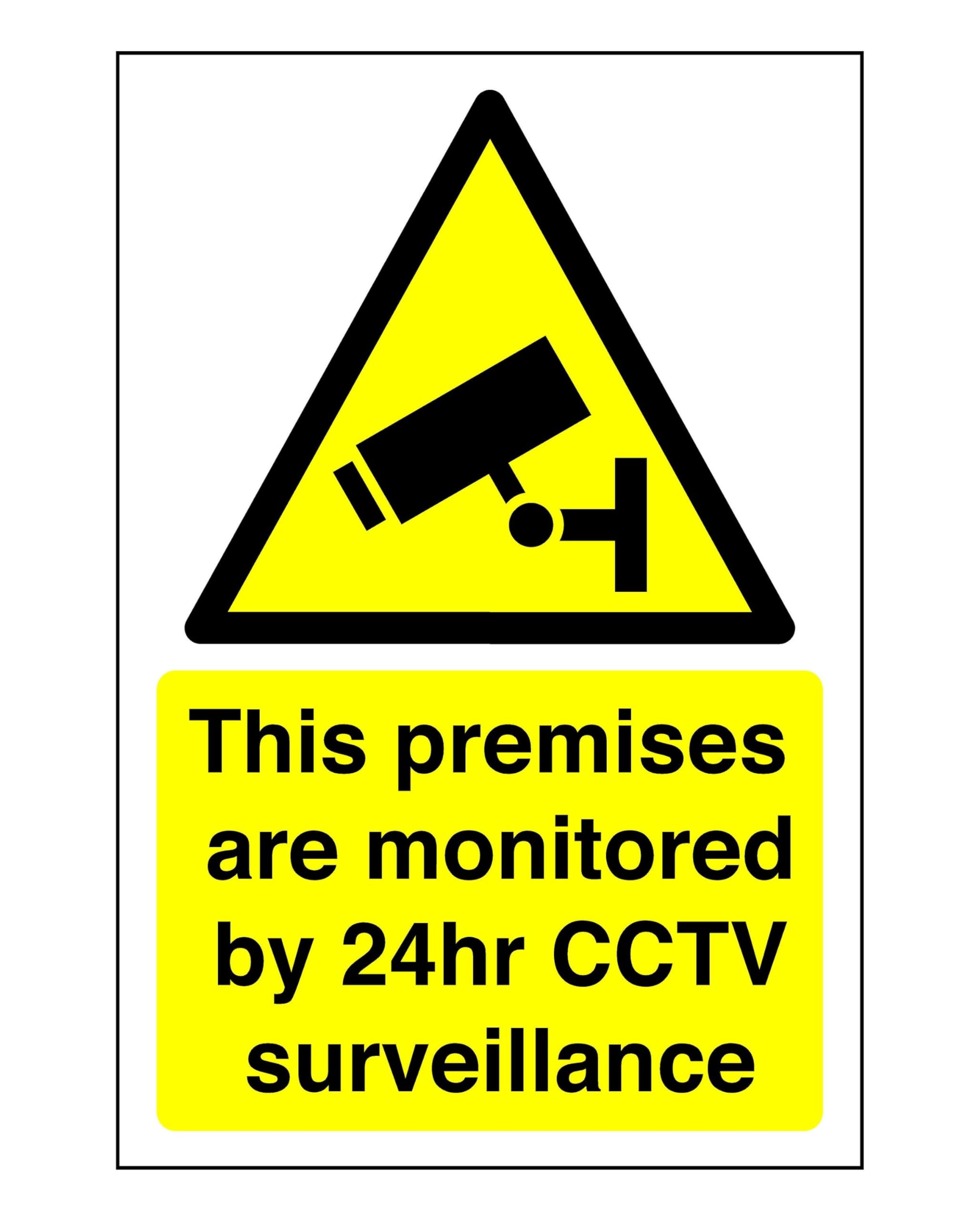 Safety First Display Ltd Yellow/Black This Premises Are Monitored By 24Hr Cctv Surveillance Sign - 3Mm Aluminum Dibond For Indoor/Outdoor Usage (400Mm X 300Mm) 14M Viewing Distance.