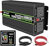 NOVOPAL 1500W Power Inverter Pure Sine Wave 24V DC to 240V AC Converter with 2 UK Outlets and 1 USB,16.4FT Remote Control,2 Cooling Fans for Truck,RV,Boat,Camping,Home 1500W 24V