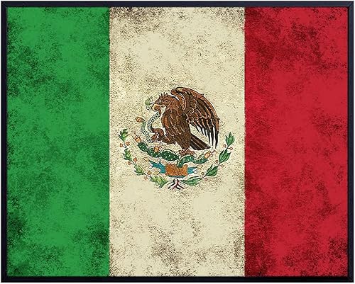 Mexico Flag Mexican Wall Art - Mexican Flag Gifts - Bandera Artes Decoraciones Para Cuartos Mural Regalos Mapa - Cinco de Mayo Party Decorations -