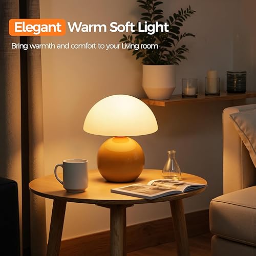 Miniatura 9 de NIORSUN Lámpara de mesa de hongos para dormitorio, lámpara de mesa inalámbrica portátil, lámpara inalámbrica, pequeña mesita de noche, lámparas