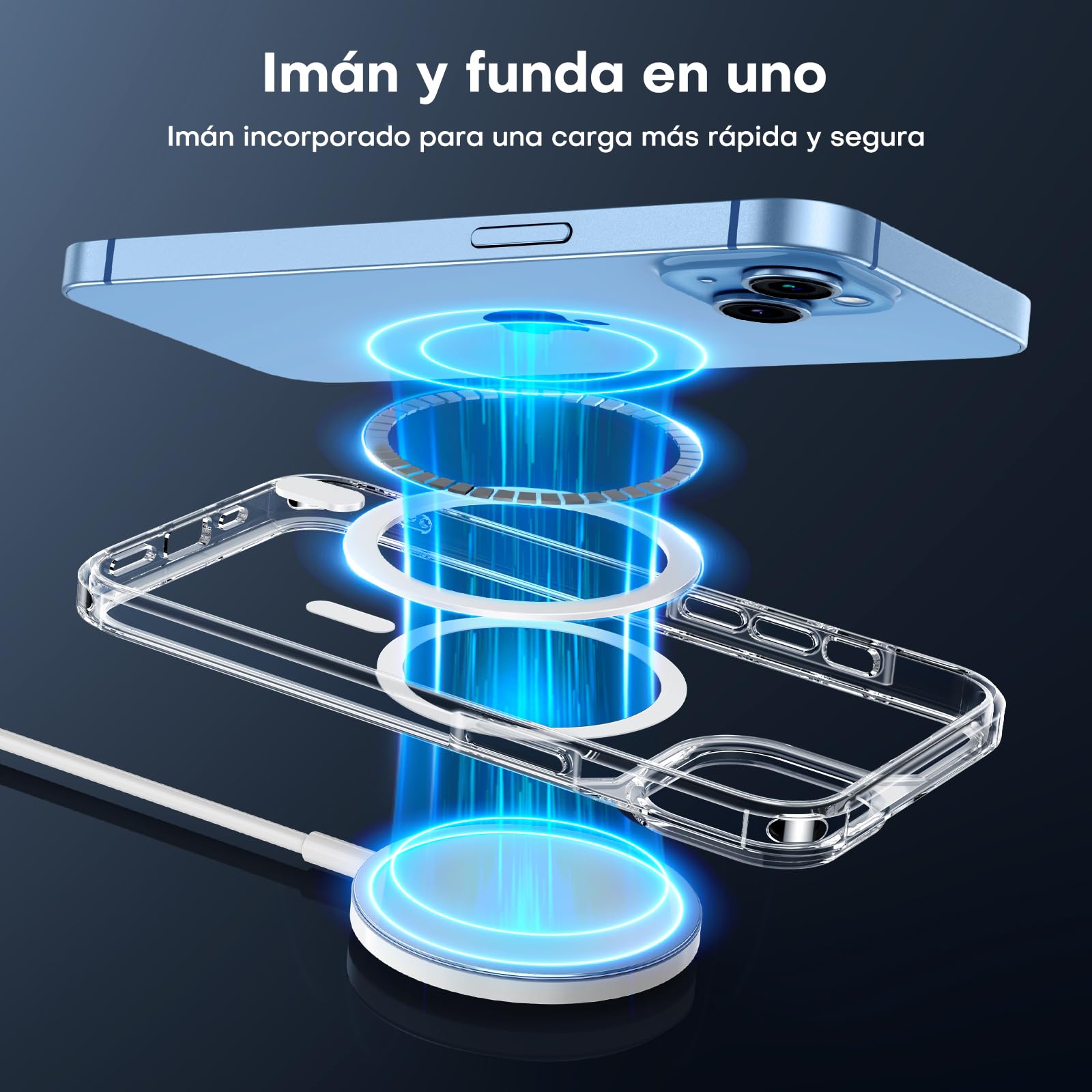 TAURI Funda para iPhone 13/iPhone 14, Compatible con MagSafe [No amarillea] con Vidrio Templado, Carcasa Nueva para iPhone 13/iPhone 14,Funda Ultra Fina antichoque - Transparente — view 7