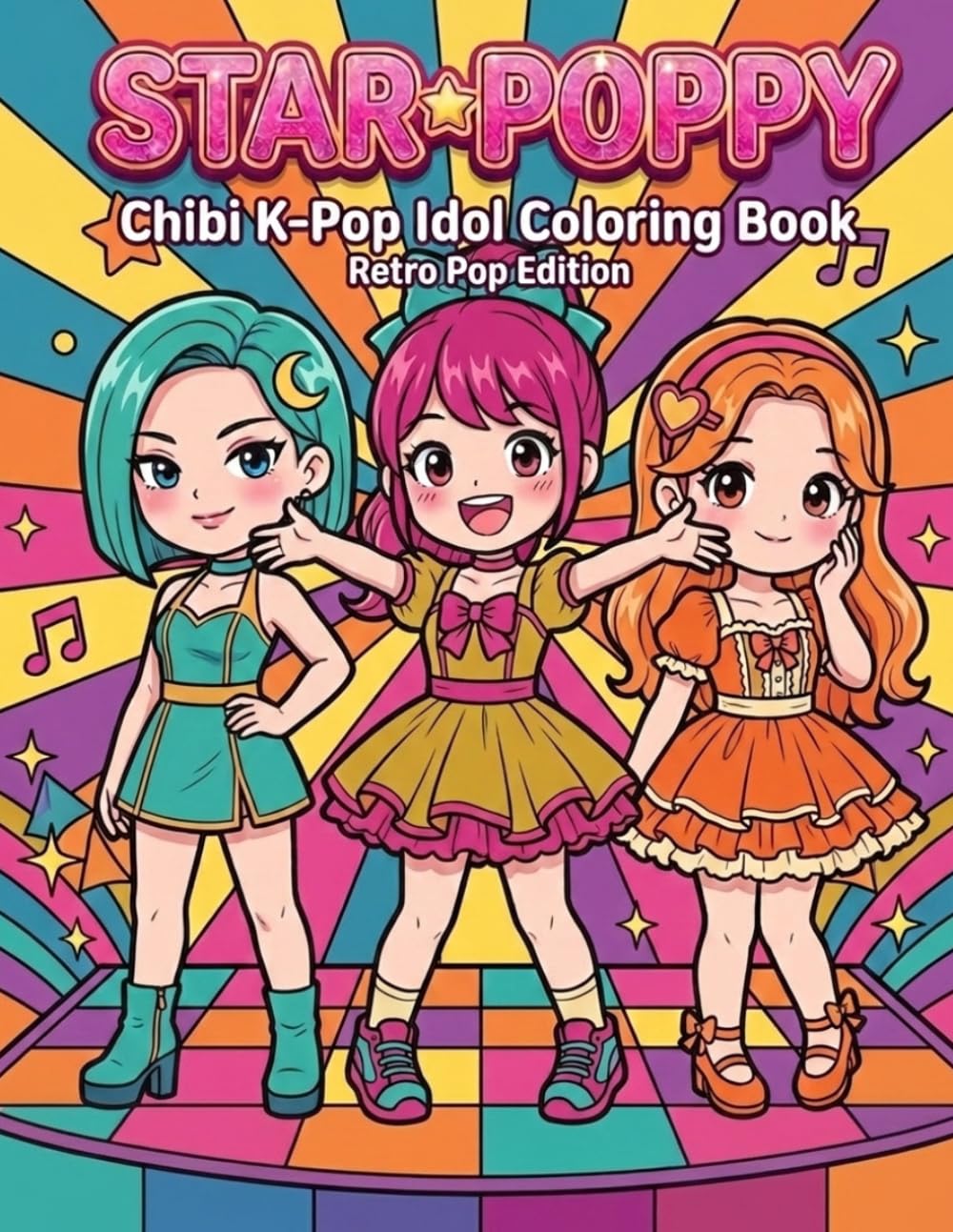 Star poppy: Chibi K-Pop Idol Coloring book Retro Pop Edition (STAR POPPY coloring Collection)