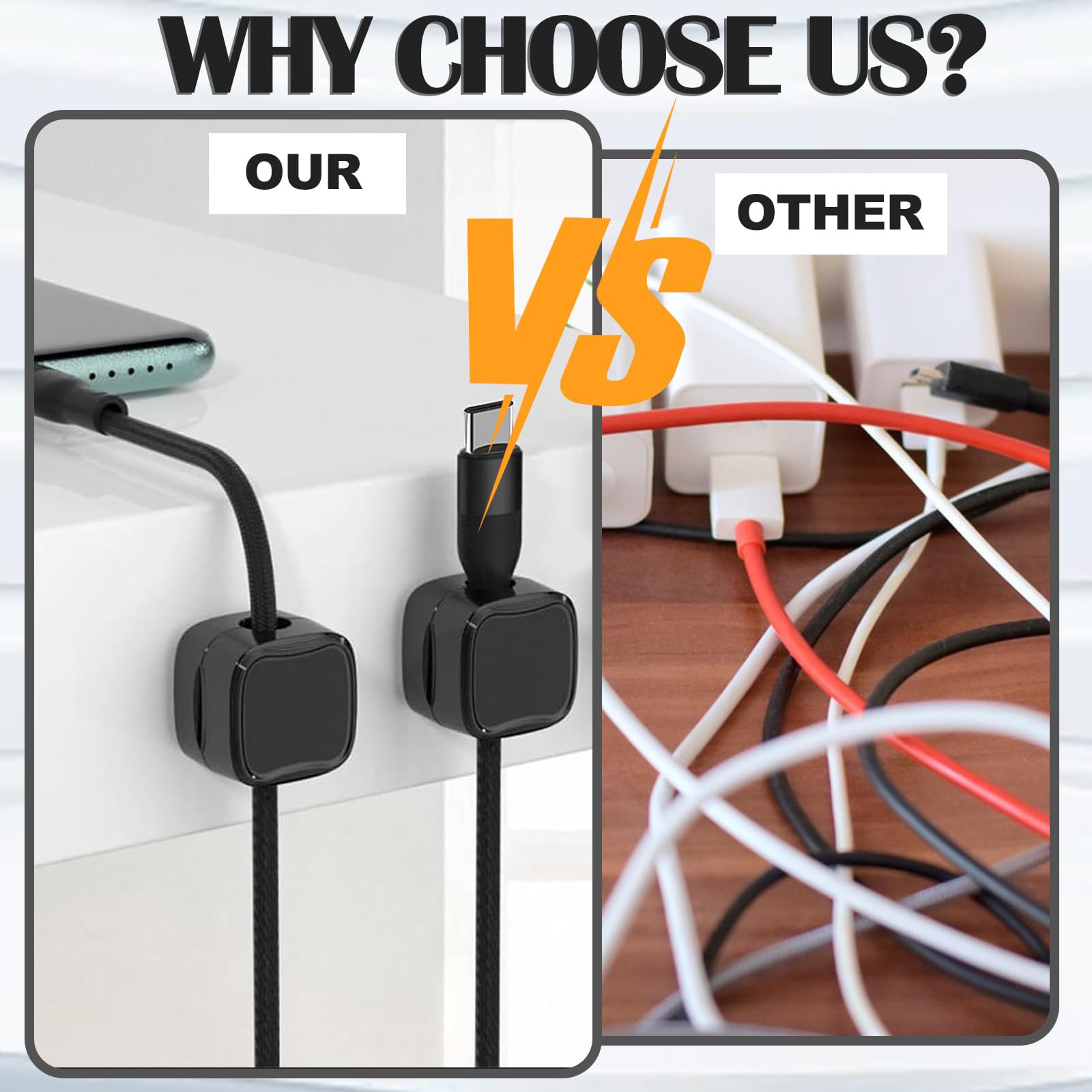 Cable Management, 8 Pack Fermacavi Scrivania, Organizzatore Cavi Scrivania Cable Organizer Utilizzato per Cavi di Alimentazione, Cavi di Ricarica USB, Case e Uffici, ecc